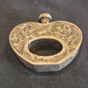 Vintage Sterling Silver Heart-Shaped Gold Perfume Bottle